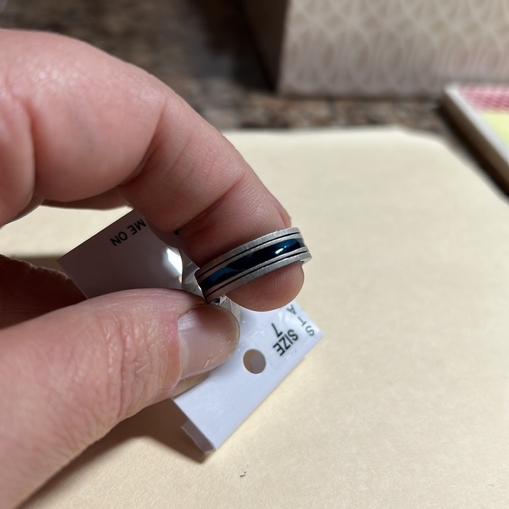 Blue/Silver Stainless Steel Ring